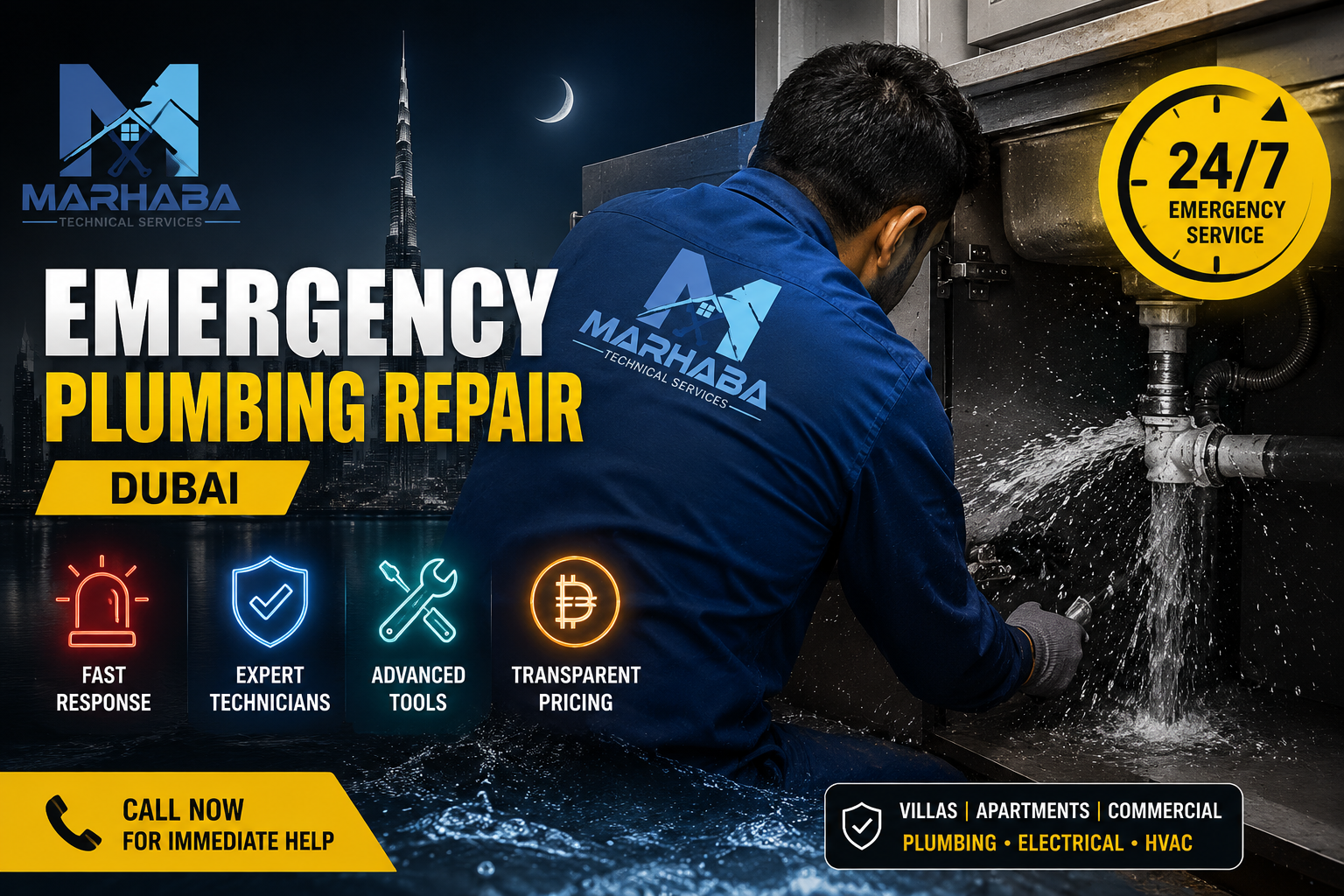 Emergency Plumbing Repair Dubai: 24/7 Best Response Guide (2026) 3 emergency plumbing repair Dubai » Marhaba Technical